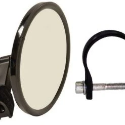 Axia Alloys Black Round Billet Convex Arm Side Mirror - 5" + 1.625" Clamp
