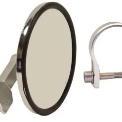 Axia Alloys Silver Round Billet Convex Side Mirror - 5" + 1.5" Clamp