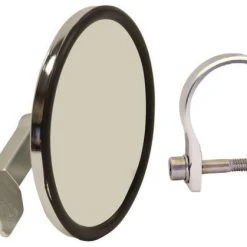 Axia Alloys Silver Round Billet Flat Arm Side Mirror - 5" + 1.5" Clamp
