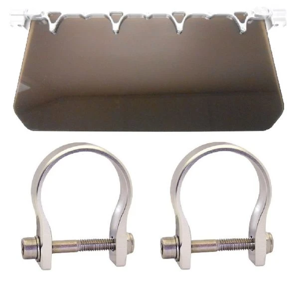 Axia Alloys Silver 12" Wide Sun Visor Dark Tinted Shield + 1.875" Clamps 1 Axia Alloys Silver 12" Wide Sun Visor Dark Tinted Shield + 1.875" Clamps