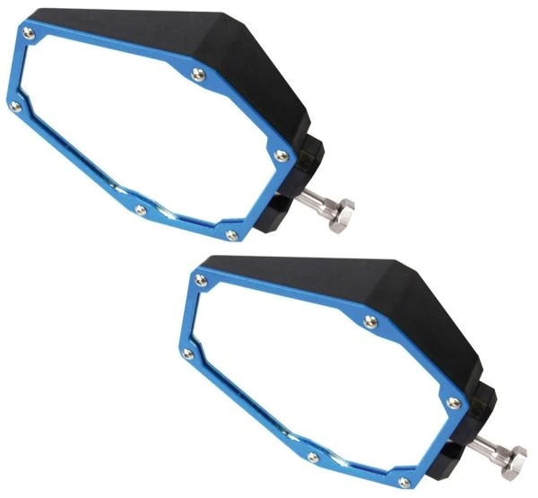 Assault Industries Assault Black/Blue Bomber Plastic Mirrors + 1.5" Clamps 2 Assault Industries Assault Black/Blue Bomber Plastic Mirrors + 1.5" Clamps - Image 2