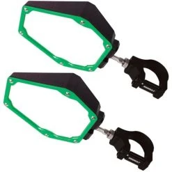 Assault Industries Assault Black/Green Bomber Plastic Mirrors + 1.75" Clamps