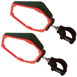 Assault Industries Assault Black/Red Bomber Plastic Mirrors + 2.0" Clamps