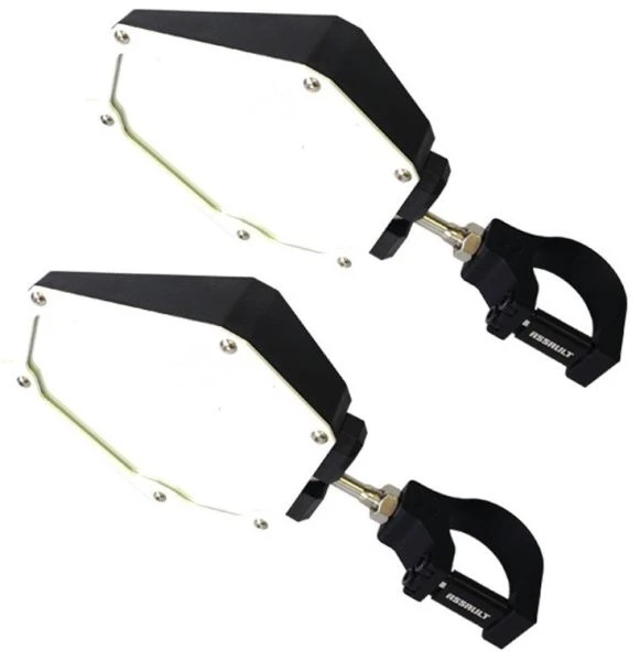 Assault Industries Assault Black/White Bomber Plastic Mirrors + 1.5" Clamps 1 Assault Industries Assault Black/White Bomber Plastic Mirrors + 1.5" Clamps