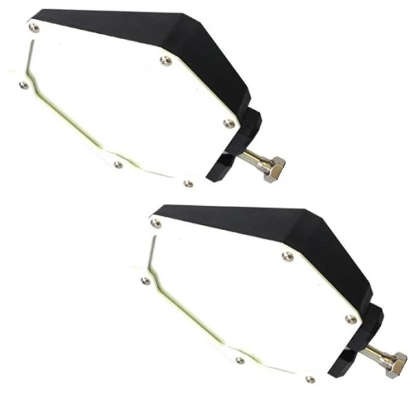 Assault Industries Assault Black/White Bomber Plastic Mirrors + 1.5" Clamps 2 Assault Industries Assault Black/White Bomber Plastic Mirrors + 1.5" Clamps - Image 2