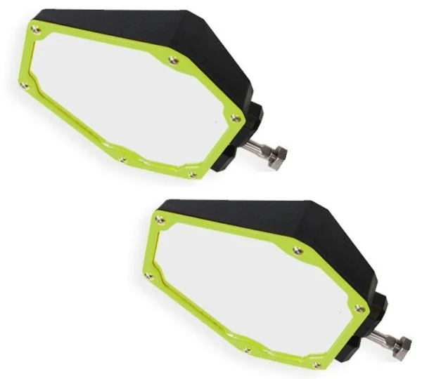 Assault Industries Assault Black/Fluorescent Yellow Bomber Plastic Mirrors + 1.5" Clamps 2 Assault Industries Assault Black/Fluorescent Yellow Bomber Plastic Mirrors + 1.5" Clamps - Image 2