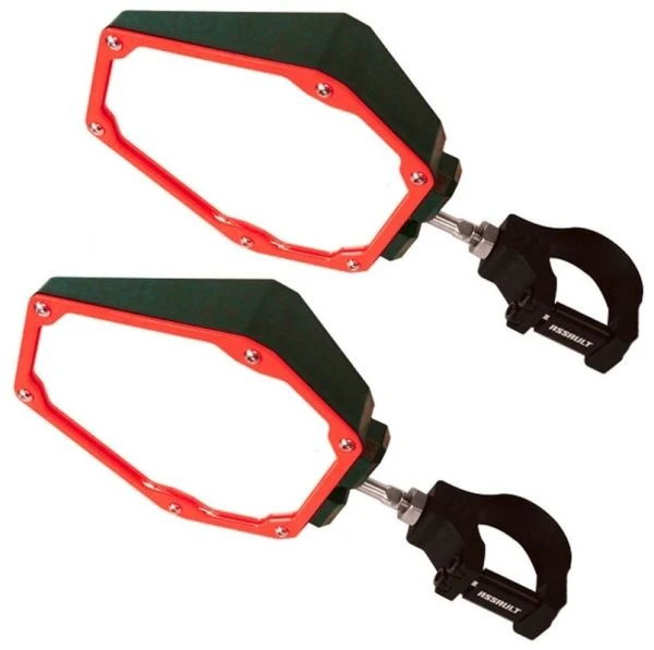 Assault Industries Assault Black/Can-Am Red Bomber Plastic Mirrors + 1.75" Clamps 1 Assault Industries Assault Black/Can-Am Red Bomber Plastic Mirrors + 1.75" Clamps