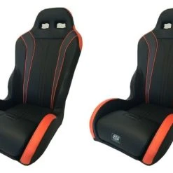 Twisted Stitch Vortex Rear Seats Matte Blk/Carbon Blk/Orange RZR XP4 1000 (Pair)