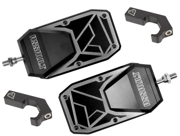 Assault Industries Phantom Convex Mirrors (Pair) W/ Polaris Pro-Fit Clamps - Raw 1 Assault Industries Phantom Convex Mirrors (Pair) W/ Polaris Pro-Fit Clamps - Raw