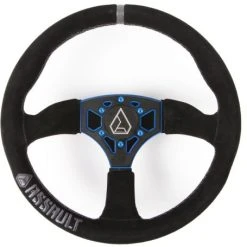 Assault Industries 350R Suede Steering Wheel Grey Stitch - W/Blue Plate