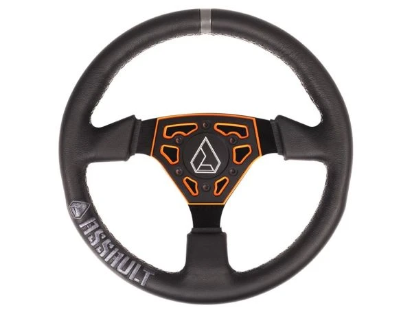 Assault Industries Navigator Steering Wheel Grey Stitch W/Orange Plate 1 Assault Industries Navigator Steering Wheel Grey Stitch W/Orange Plate