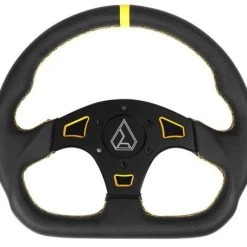 Assault Industries Ballistic "D" V2 Steering Wheel Grey Stitch W/Yellow Plate